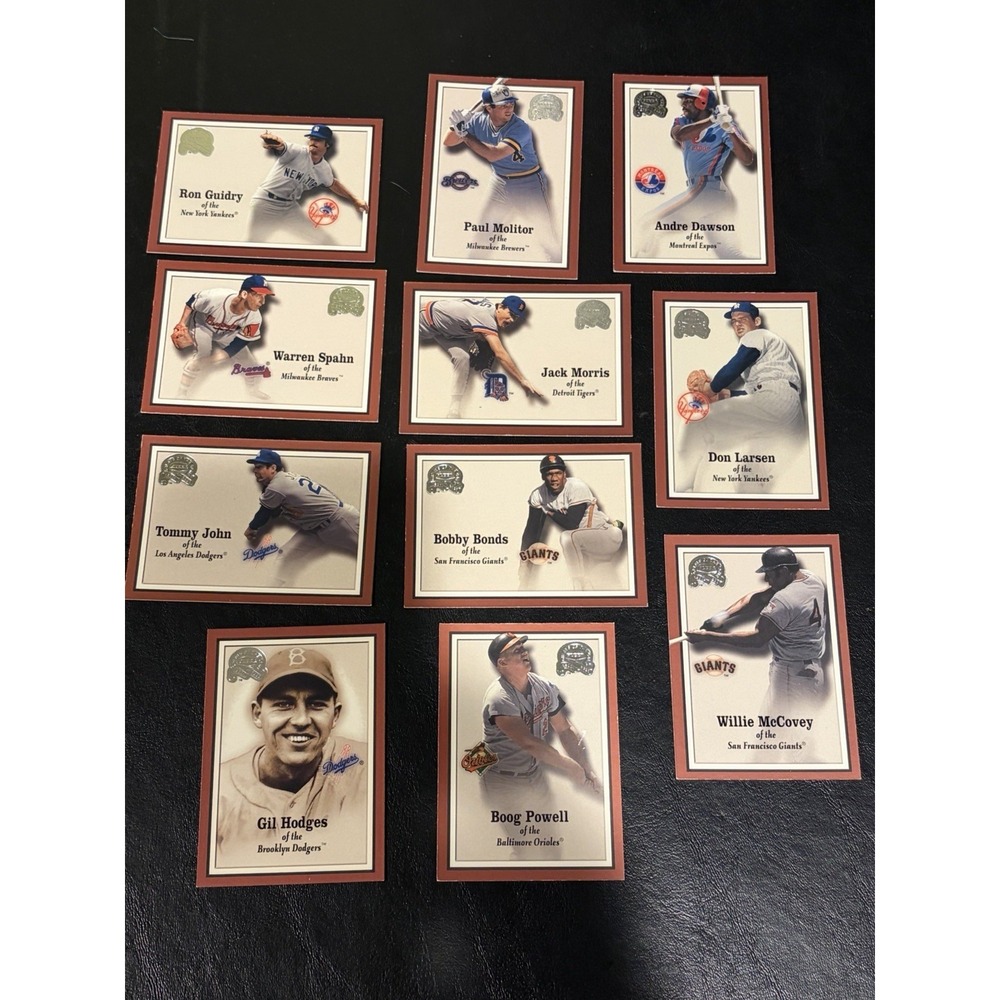 2001 Fleer Greats‎ of the Game Baseball Lot (11) - Bonds, Guidry, John